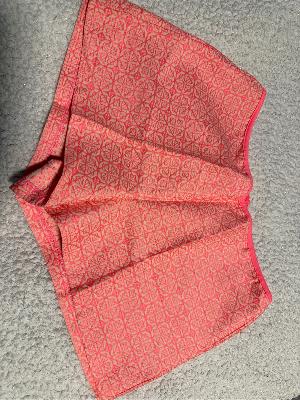 FESTIVAL SHORT - Coral Pink Patterned Mini Skirt